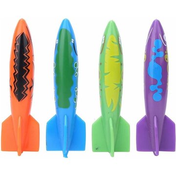 4 Pcs Torpille Naufrage Plongée YEURIé Piscine Jouets PVC Sous-marine Fusée Lancer Natation Jeu pour Enfants