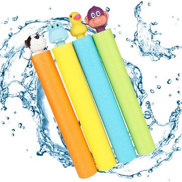 4 Pcs WAHAISON Pistolets à Eau en Mousse, Pistolet à Eau Étirer, Jouets d'été Plein Air Piscine Jardin Plage pour Enfants et Adultes, Pistolet à Eau pour Piscine