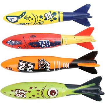 Tanabata - 4 Pcs Plongée Formation Jouets sous-Marine Fusée Torpille Lancement Jeu De Natation Enfants Jouet D'été