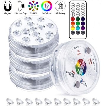4 pièces VICTORIA IP68 interrupteur étanche lampe de piscine RGB lampe submersible 13LED veilleuse sous-marine avec ventouse pour fontaine bol piscine