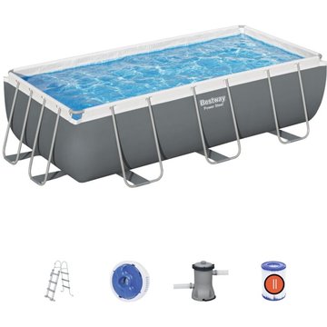 Piscine Démontable Tubulaire Bestway Power Steel 404x201x100 cm Pompe de Filtration Épurateur à Cartouche 2 006 L/h et Échelle