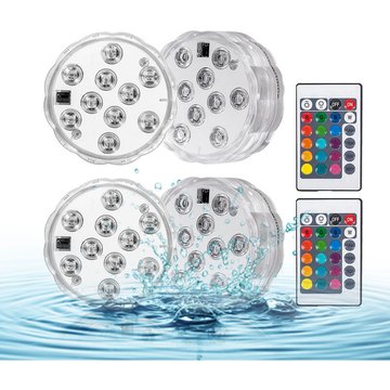 Asupermall - 4Pcs Lumières Led Submersibles Avec Télécommandes Rvb 16 Couleurs Étanche Lumières De Bassin Lumières Sous-Marines Pour Piscine Hot Tub