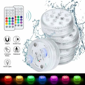 ECHOO - 4pcs Lumières LED Submersibles pour Piscine, Éclairage Piscine IP68 Étanche, 16 Couleurs RGB Changeantes avec Ventouses, Lampes pour Aquarium et Piscine