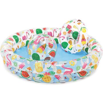 59460 - Jeu de Plein Air - Set Piscine + Bouée + Ballon - Diamètre: 122 cm.Gu.B/bon