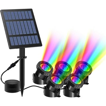 Sunflower - 5Pcs Lampe Solaire pour Piscine Bassin, Spots Solaire Sous-Marin avec 2 Modes, Éclairage de Bassin avec IP68 Étanche, RGB Changement Couleur Paysage