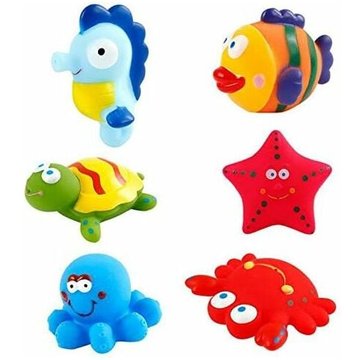 6 Pcs Jouets de Bain Flottants WAHAISON Animaux Marins pour Piscine, Bébé Doux Squirt Baignade Jouets Baignoire Bande Dessinée en Caoutchouc pour Jeu d'eau et d'apprentissage