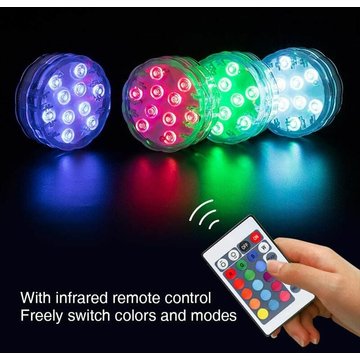 6 Pcs Lumière LED Submersible GGNRALNY, 10LED Lampes Sous-marines 16 Couleurs RGB avec 12 Ventouses et 1 RF Télécommande, Éclairage Piscine Lampes IP68