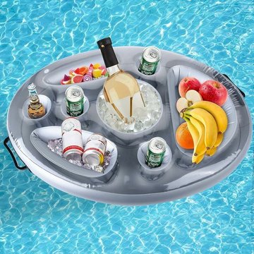 8 Trous Gonflable Porte-Boissons GGNRALNY, Bar Flottant pour Piscine, Jus de Bière Plateau de Boissons Salade de Fruits Buffet Serveur Grande Capacité pour Piscine d'été
