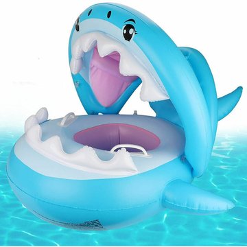 Anneau de bain WAHAISON pour bébé, siège de piscine avec toit de protection solaire, anneau de bain requin pour les