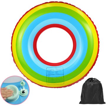 Anneau de bain gonflable avec pression de gonflage Piscine d'été Flotteur de natation Tube de bain Jouet de plage pour enfants Adultes,Arc-en-ciel,80