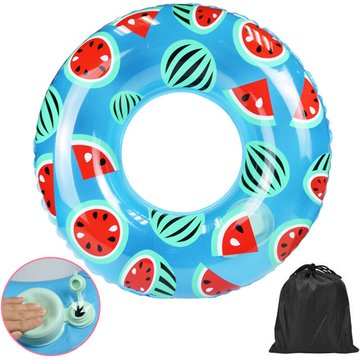 Anneau de bain gonflable avec pression de gonflage Piscine d'été Flotteur de natation Tube de bain Jouet de plage pour enfants Adultes,Pastèque,80 cm