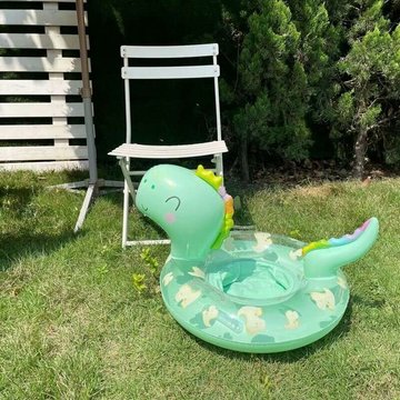 Anneau de bain LEISEI pour bébé 2 pièces, anneau de bain gonflable dinosaure pour bébé, aide à la natation pour bébé avec siège de bain, anneau de bain pour piscine