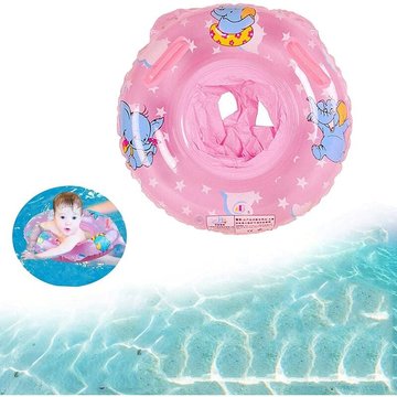 Anneau de Natation Bébé - rose éléphant - 50CM (diamètre extérieur une fois gonflé)