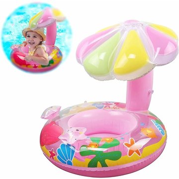 Anneau de Natation Bébé WAHAISON, Anneau de Natation Gonflable, Flotteur de Piscine pour Bébé Enfants, Équipement de Natation pour Enfants (Canot Champignon Rose)