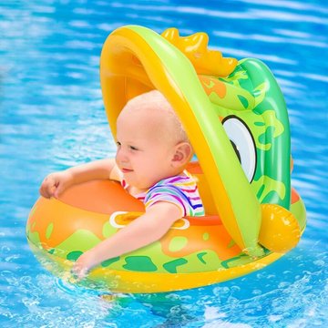 COLNK - Anneau de natation pour bébé avec protection solaire, Anneau de natation gonflable pour bébé, Amovible pour les enfants, Aide à la natation, Piscine