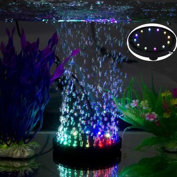 Aougo - Aquarium 12 Multicolore rgb led Aquarium Sous-Marine Bulle Sous-Marine Lumière Nuit Mer / Multicolore led Aquarium Air Pierre Disque, rond