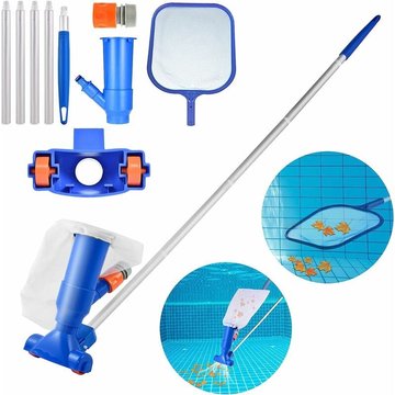 Monly - Aspirateur Piscine, Aspirateur à Jet de Piscine avec Épuisettes de Surface & Tige à 5 Sections, Aspirateur de Piscine Manuel pour Piscines,
