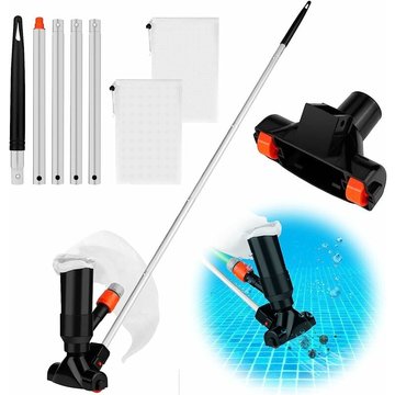 Aspirateur Piscine, Aspirateur Piscine Hors Sol Manuel avec Brosse avec 5 Pôles et 2 Sacs en Filet Aspirateur Spa Piscine de Brosses pour Le