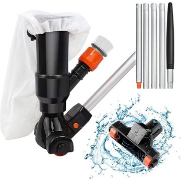 Aspirateur Piscine DPRSTON, Aspirateur Piscine Hors Sol Manuel à Vide avec Brosse et 5 Pôles et Sac en Filet, Portable Mini Aspirateur Accessoires de Piscine