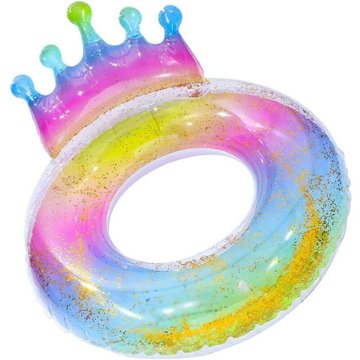 Bague de Bain Gonflable SWYEOOT, Bague de baignade Gonflable Piscine colorée Flottante avec Couronne pour Enfants Adultes 100cm
