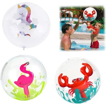 Ballon de Plage Enfant XINUY 3 Pcs, Ballon de Plage Gonflable Transparent, Ballon de Piscine, Animal Ballons de Plage avec Flamant Rose, Licorne