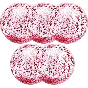 Ballon de plage gonflable JORMFTTE à paillettes confettis, piscine, boules de fête, boules de sable de plage roses pour adultes, garçons et filles