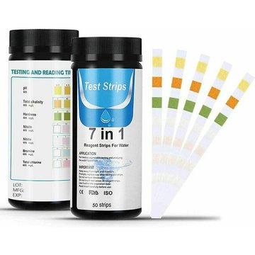 TUMALAGIA - Bandelettes de test de piscine 7 en 1, paquet de 50 bandelettes pour tester la qualité de l'eau de piscine