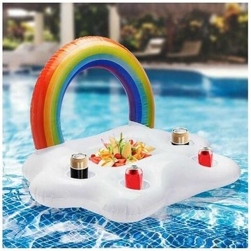 Bar flottant KINARITO pour piscine, nuage arc-en-ciel gonflable avec support de boissons, plateau gonflable pour pool party et plage