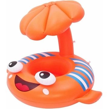 TUMALAGIA - Bébé Bouée Gonflable avec Siège, Anneau de Natation pour Piscine avec Auvent, Cartoon Flétan Anti-Soleil Protection Bague de Natation
