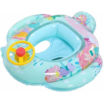 Bébé siège de natation WAHAISON piscine volant anneau de natation flottant voiture dessin animé bouée gonflable anneau de natation 70x69 cm (sirène verte)