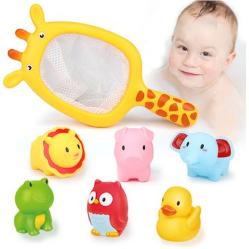 Bébés Jouet de Bain TUMALAGIA, 4pcs Jouet de Piscine Enfant, Jouet de Bain Bébé, Salle de Bain Jouets, Jouets d'eau avec Filet de pêche, Jouets Douche, Bebe