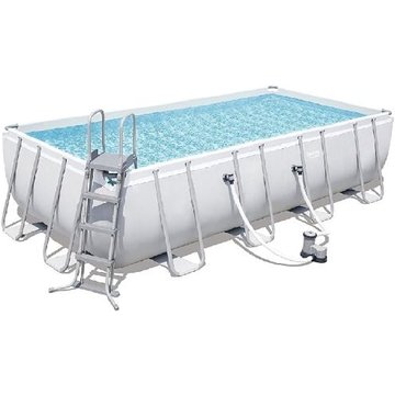 Bestway - Power Steel piscine hors sol rectangulaire 488x244x122 cm avec pompe à cartouche, filtre, échelle, serviette