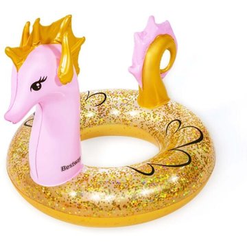 Bestway Piscine Bouée Gonflable Hippocampe à Paillettes, 115 x 104 cm, 10 ans et +