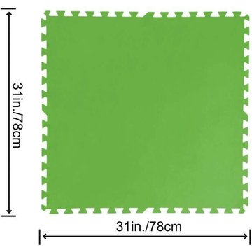 Bestway Lot de 9 Dalles de protection de sol en mousse verte 78 x 78 cm ép 4 mm (tapis de sol pour piscine hors-sol ou spa gonflable)