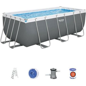 BESTWAY Piscine hors sol Power Steel™ 412 x 201 x 122 cm, filtre à cartouche, échelle, diffuseur Chemconnect™