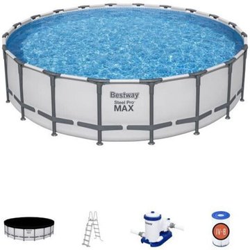 Kit Piscine hors sol tubulaire Bestway Steel Pro Max™ - 610 x 132 cm - Rectangulaire (Inclus filtre à cartouche + échelle)