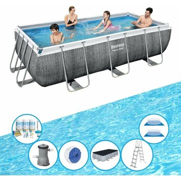 Bestway Piscine Power Steel - Avec des accessoires - 404x201x100 cm - Prix compétitif, livraison rapide !