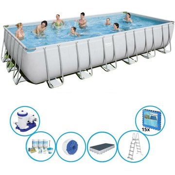 Piscine Power Steel avec des accessoires 732x366x132 cm Gris Bestway