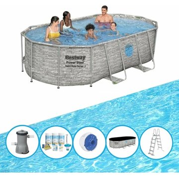Bestway Piscine Power Steel Swim Vista - Forfait Piscine - 427x250x100 cm - Offrir