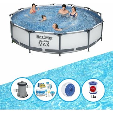 Bestway Piscine Steel Pro MAX - Pack de piscine - 366x76 cm - Prix compétitif, livraison rapide !