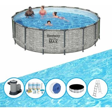 Bestway - Piscine Steel Pro MAX - Forfait Piscine - 488x122 cm - Offrir