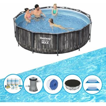 Bestway - Piscine Steel Pro MAX - Ronde - Avec accessoires - 366x100 cm - Prix compétitif, livraison rapide !
