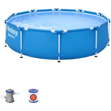 Kit Piscine hors-sol tubulaire Bestway - Steel Pro - 305 x 76 cm - Ronde (Livré avec pompe de filtration)