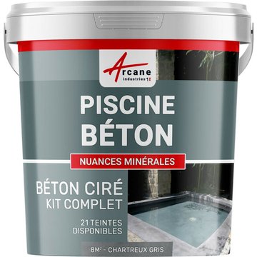 Enduit piscine béton ciré revêtement piscine - 8 m² Chartreux - Gris Arcane Industries