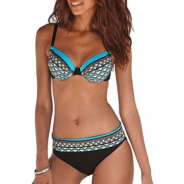 Bikini Femme 2 Pièces WAHAISON Piscine Sexy Tankinis Dos Nu Sport Maillot de Bain Taille Haute Licou Imprimé Swimwear