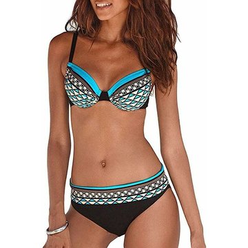 Bikini Femme 2 Pièces Sexy WAHAISON Tankinis Dos Nu Sport Piscine Maillot de Bain Taille Haute Licou Imprimé Swimwear