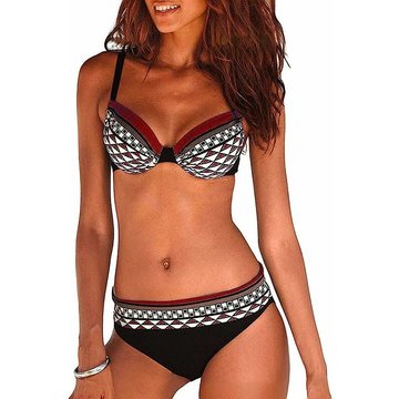 Bikini Femme 2 Pièces Sexy Piscine Tankinis Dos Nu Sport WAHAISON Maillot de Bain Deux Pièces Ensembles Taille Haute Licou de Bain Bikini Imprimé Swimwear