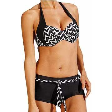 Bikini Femme WAHAISON 2 Pièces Sexy Tankinis Dos Nu Sport Piscine Maillot de Bain Deux Pièces Ensembles Taille Haute Licou Imprimé Swimwear