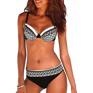 Bikini Femme 2 Pièces Sexy Tankinis Dos Nu Sport WAHAISON Piscine Maillot de Bain Deux Pièces Ensembles Taille Haute Licou Imprimé Swimwear