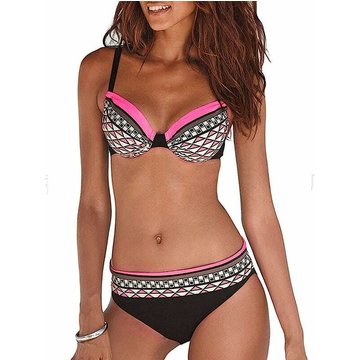 Bikini Femme 2 Pièces Sexy Tankinis Dos Nu Sport Piscine Maillot de Bain Deux Pièces Taille Haute Licou de Bain Bikini Imprimé Swimwear WAHAISON